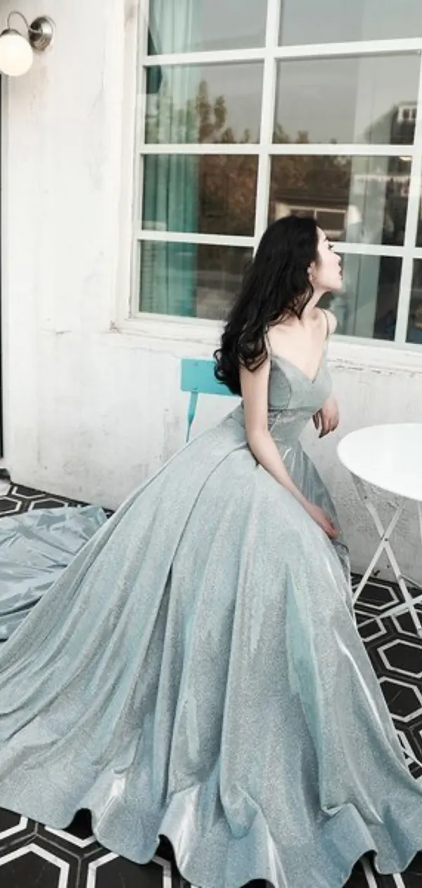 A-line Sparkly Long Prom Dresses, Elegant Prom Dresses, Stylish 2020 Prom Dresses