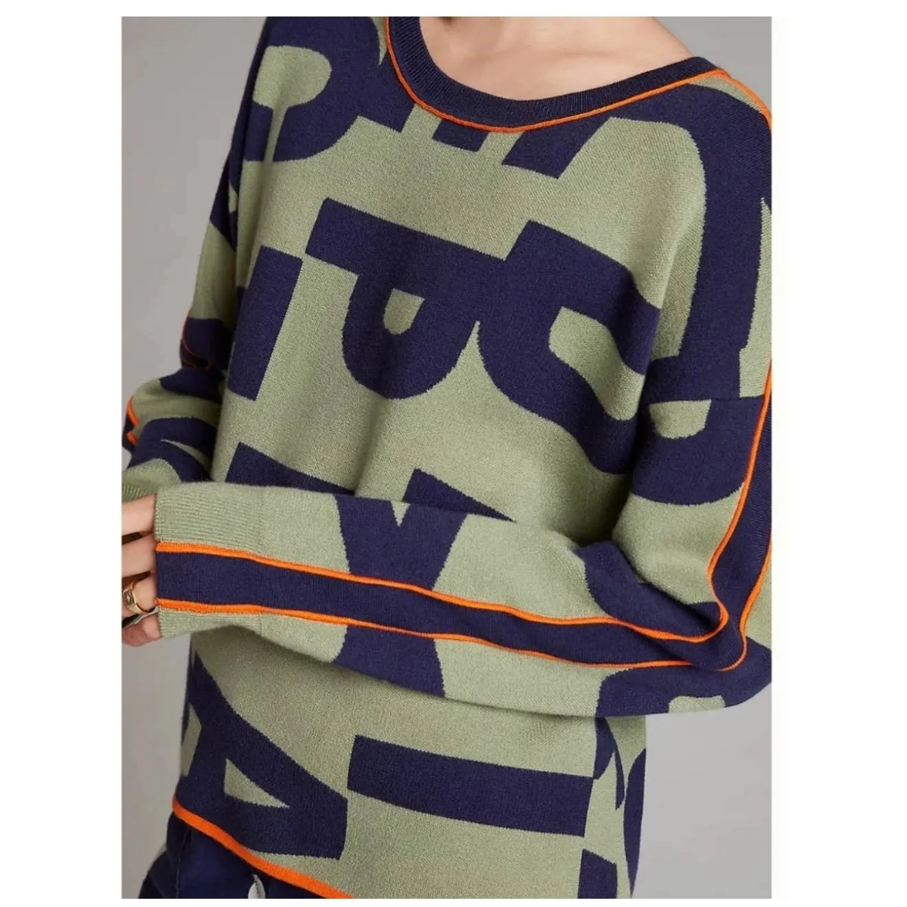 Anthropologie Daily Practice Logo Sweater Knit Size XL New