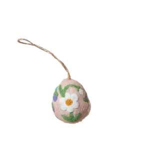 Artisan Easter Egg ornament Flowers - Pink