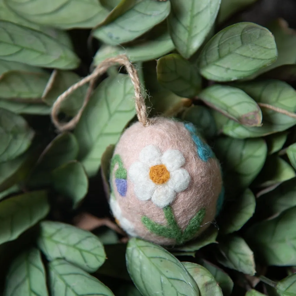 Artisan Easter Egg ornament Flowers - Pink