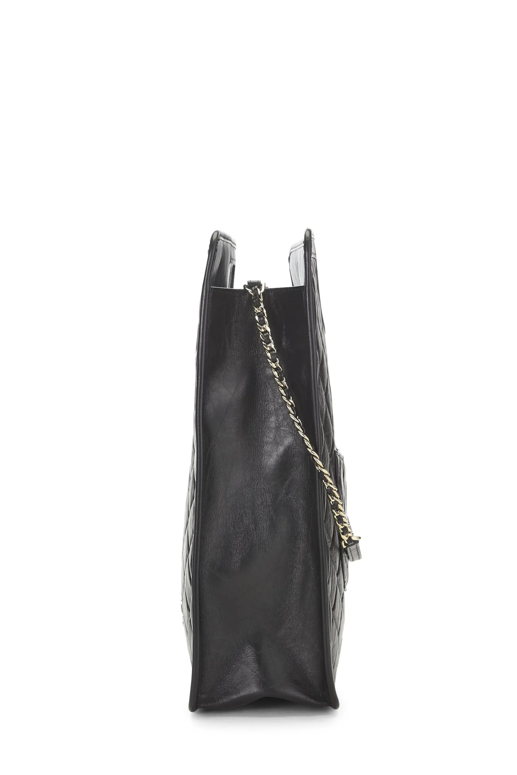 Chanel,  Black Calfskin Charms Shopping Bag Large, Black