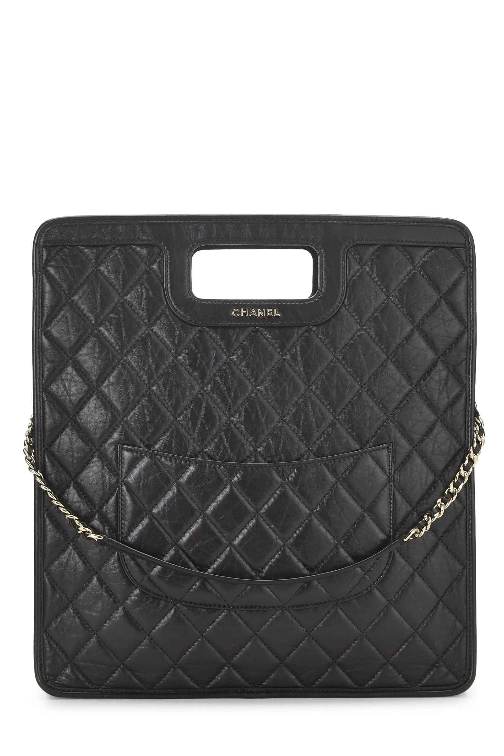 Chanel,  Black Calfskin Charms Shopping Bag Large, Black