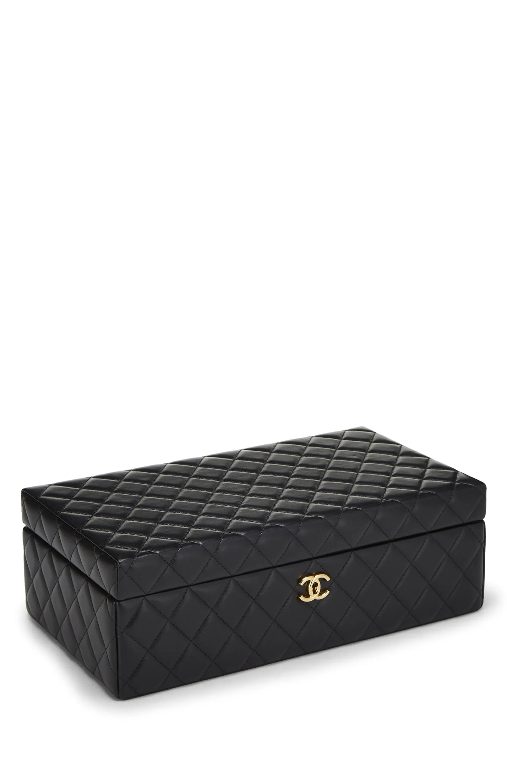 Chanel,  Black Lambskin Jewelry Case Large, Black