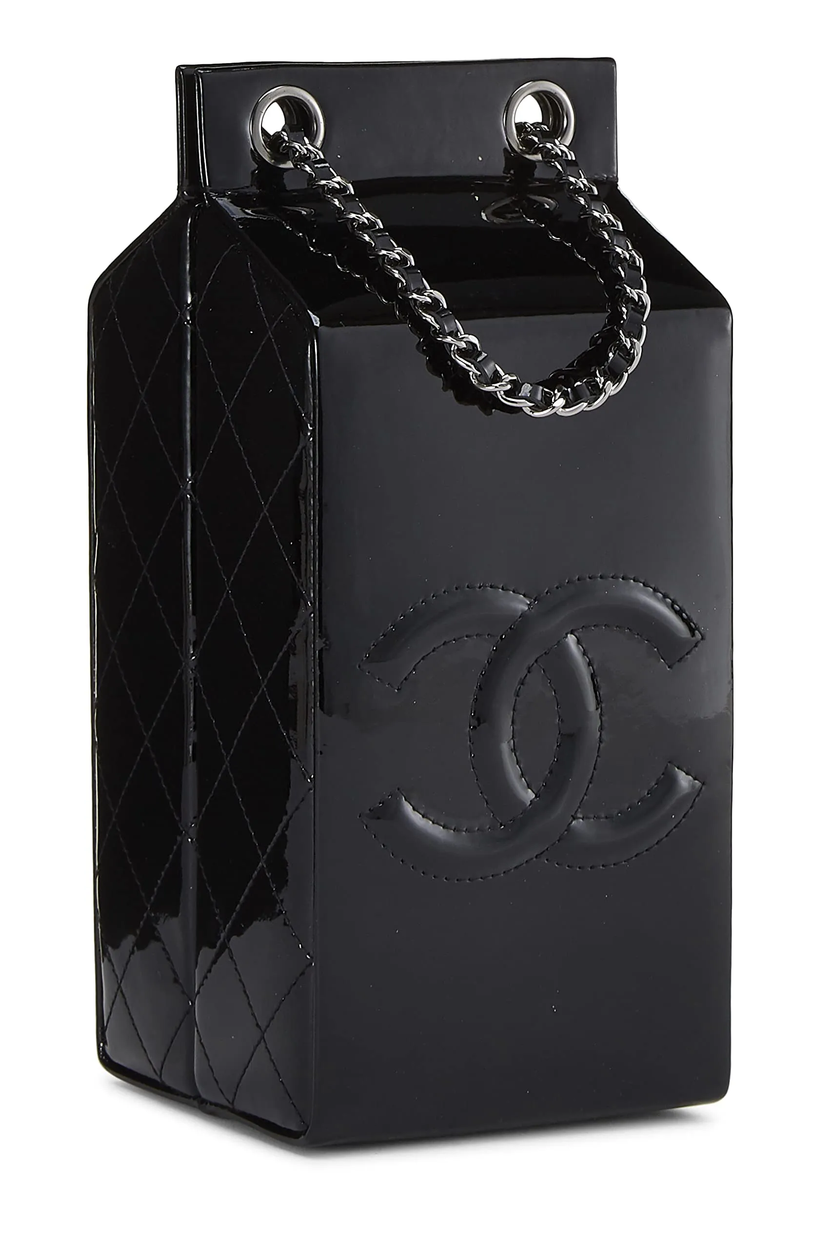Chanel,  Black Patent Leather Milk Carton Bag, Black