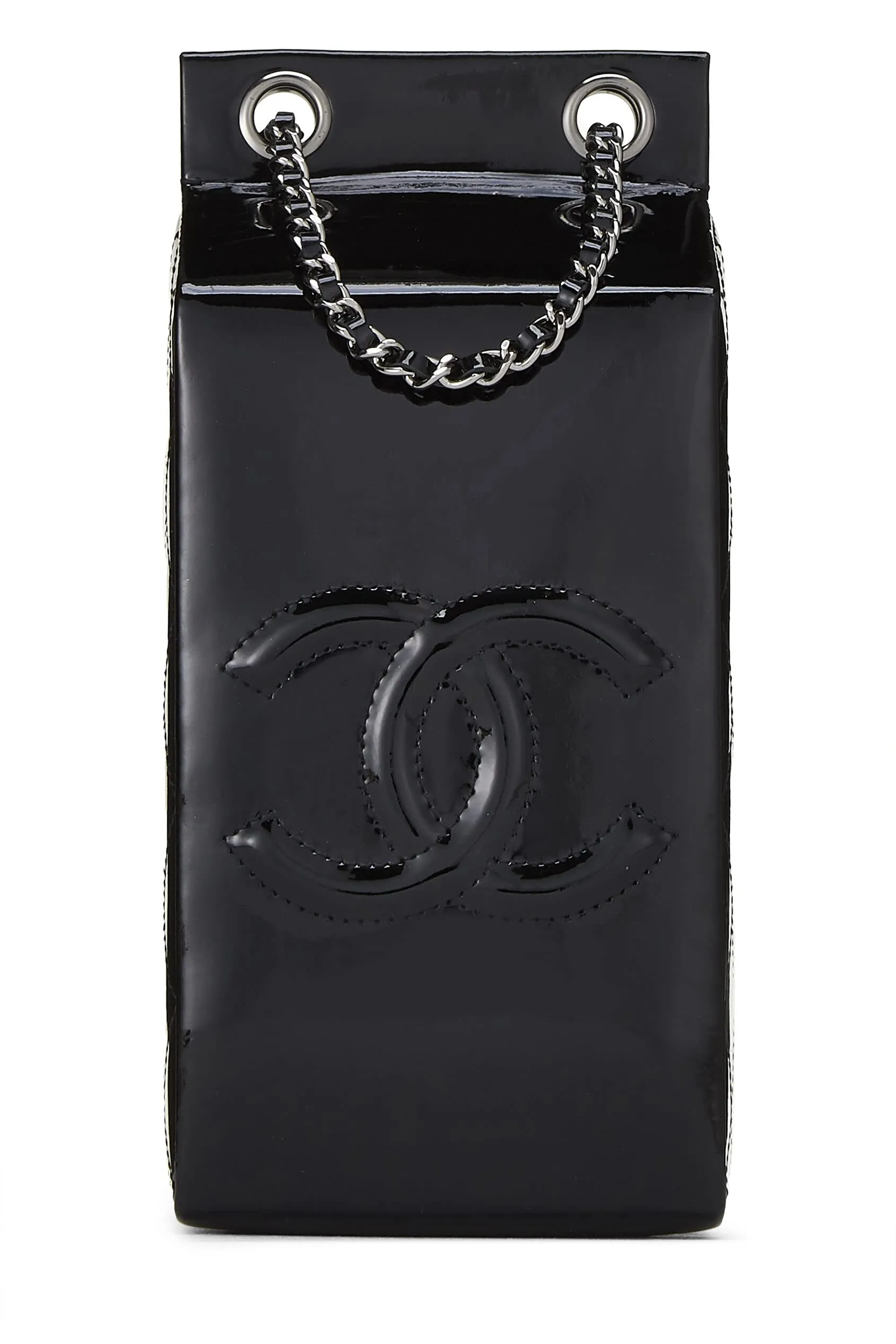 Chanel,  Black Patent Leather Milk Carton Bag, Black