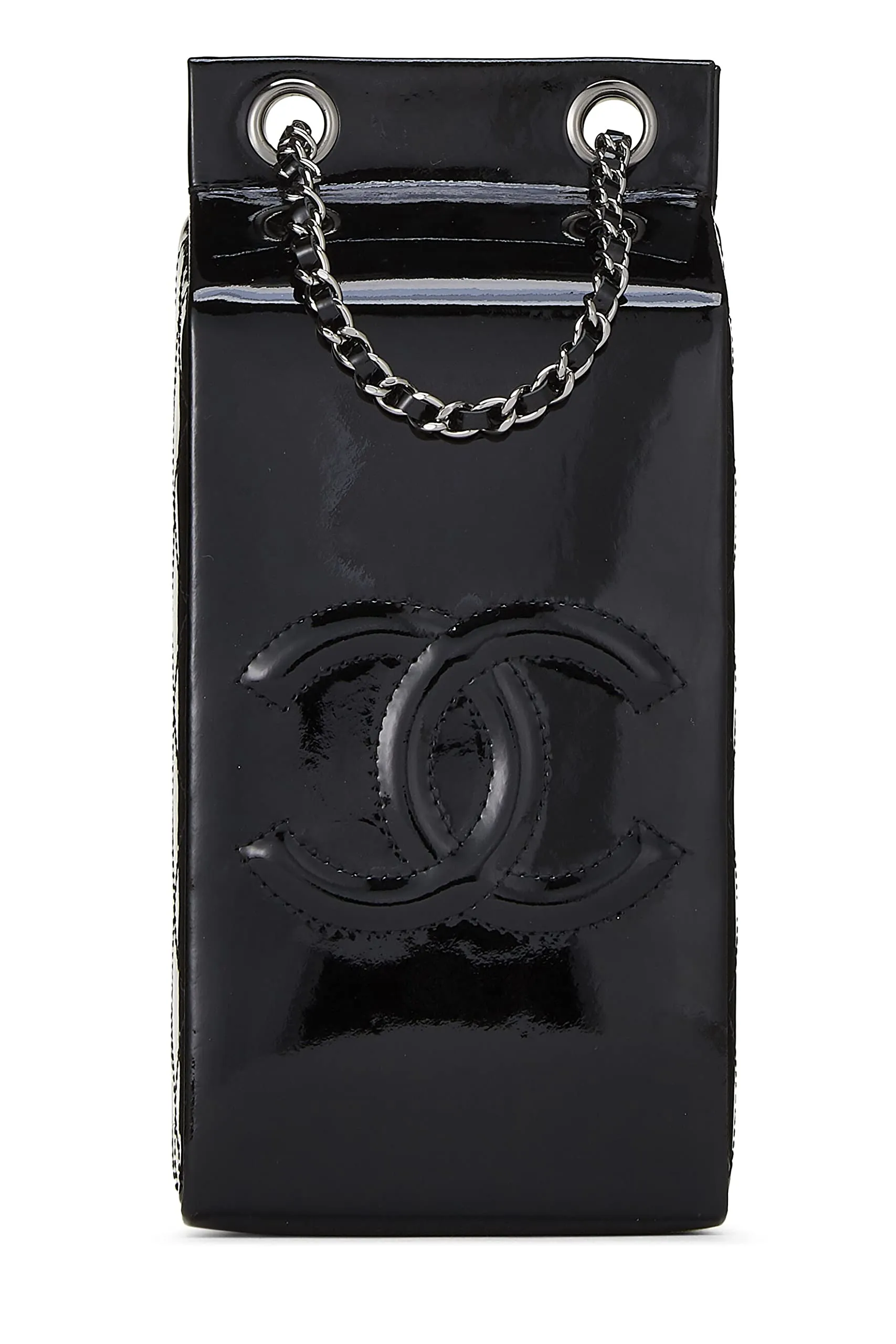 Chanel,  Black Patent Leather Milk Carton Bag, Black