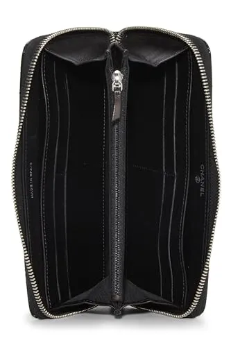 Chanel,  Black Patent Leather Zip Around Wallet, Black