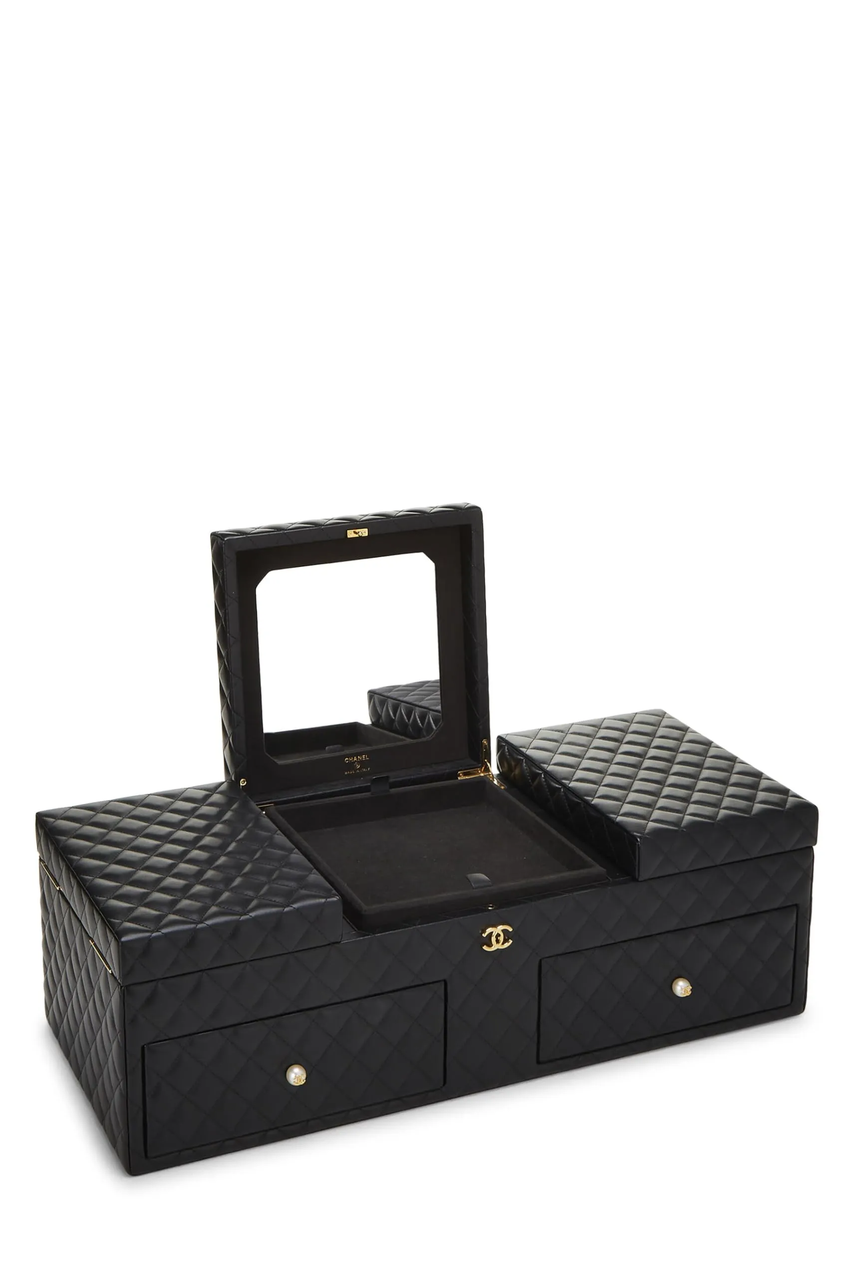 Chanel,  Black Quilted Lambskin Jewelry Chest Large, Black