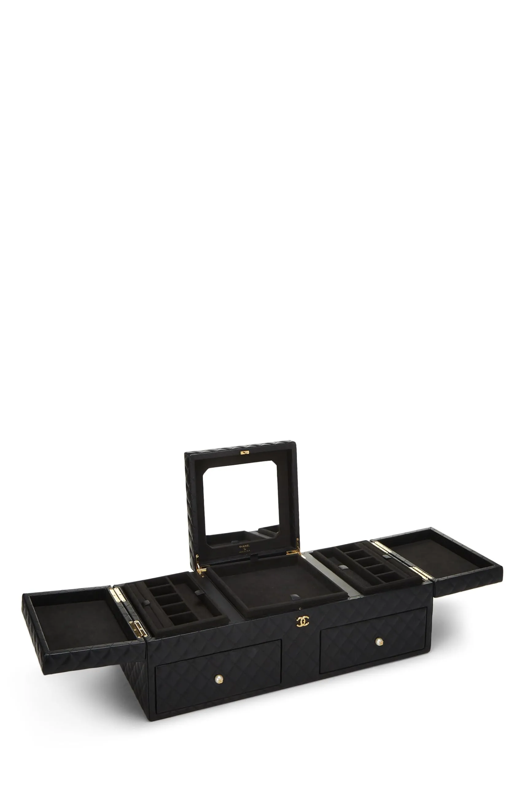 Chanel,  Black Quilted Lambskin Jewelry Chest Large, Black