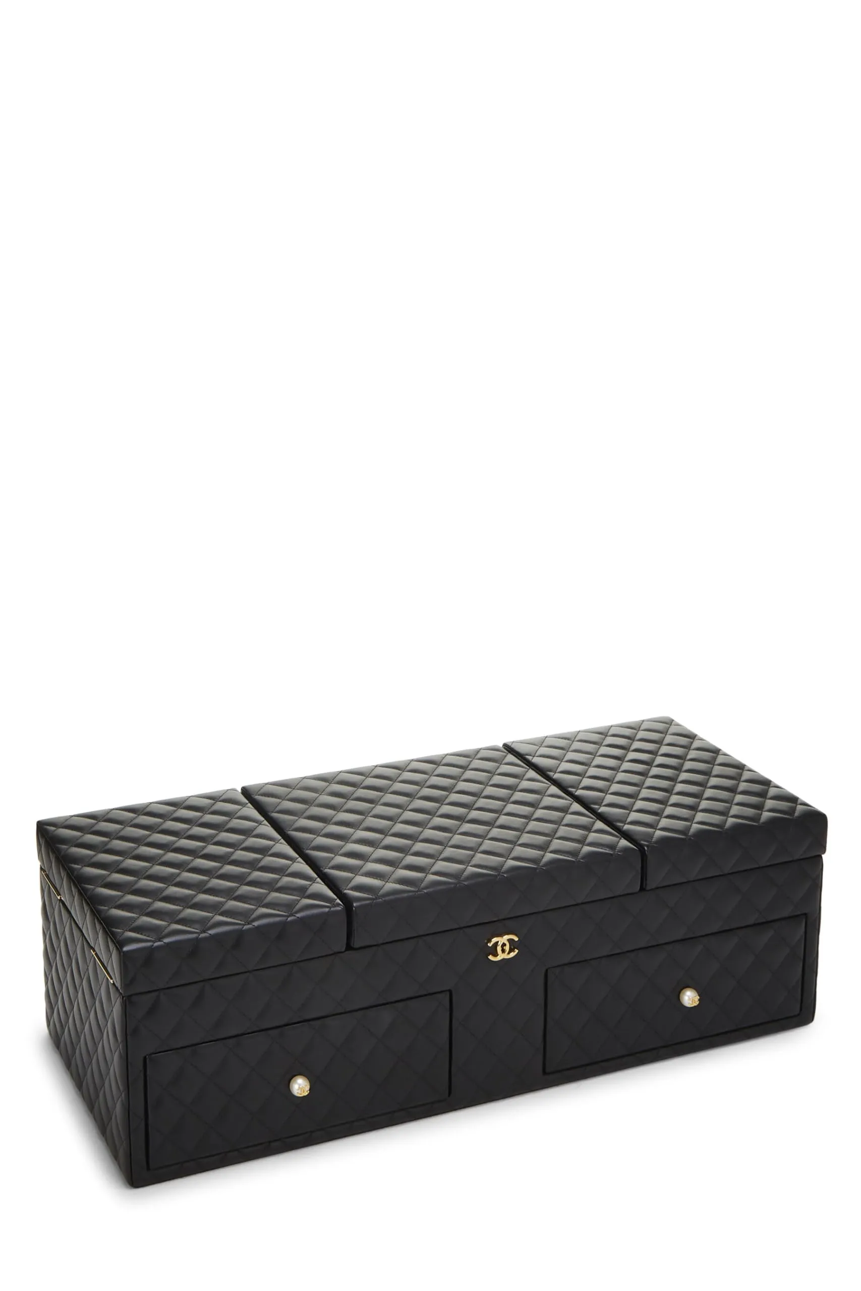 Chanel,  Black Quilted Lambskin Jewelry Chest Large, Black