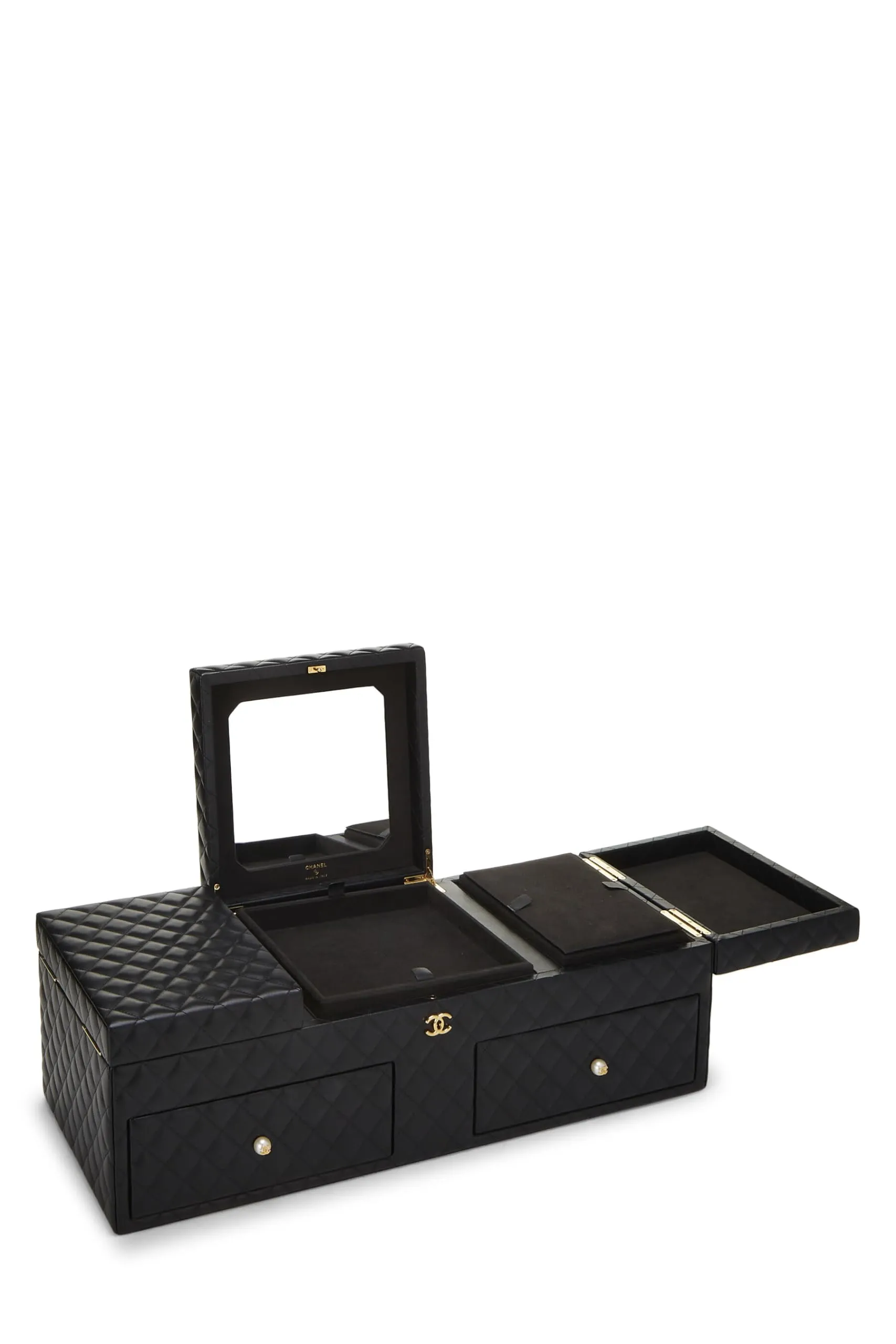 Chanel,  Black Quilted Lambskin Jewelry Chest Large, Black