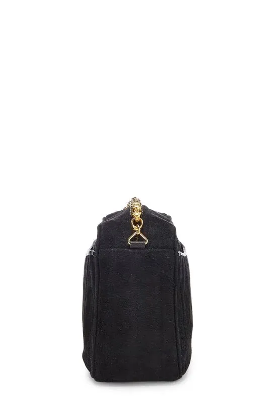 CHANEL,  Black Vertical Suede Pocket Camera Bag Mini, Black