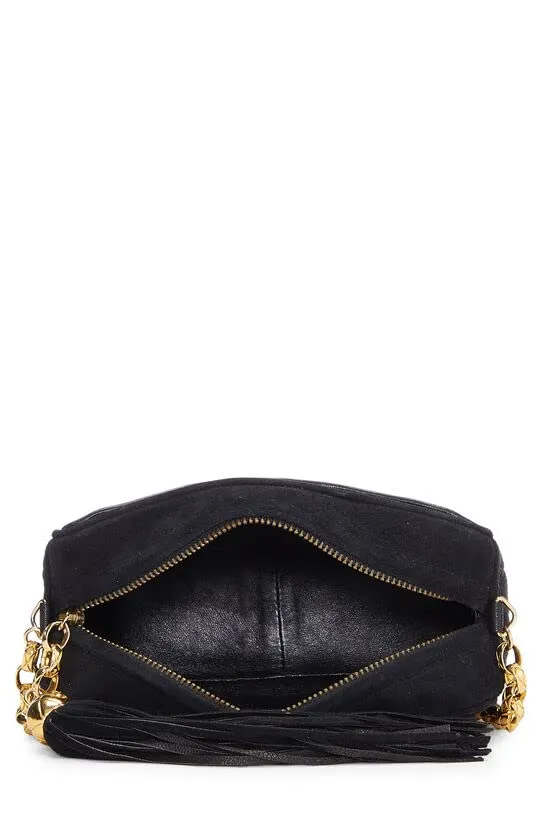 CHANEL,  Black Vertical Suede Pocket Camera Bag Mini, Black