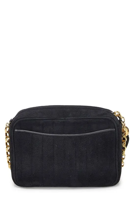 CHANEL,  Black Vertical Suede Pocket Camera Bag Mini, Black