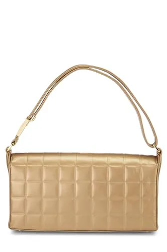Chanel,  Gold Leather Chocolate Bar Shoulder Bag Medium, Gold