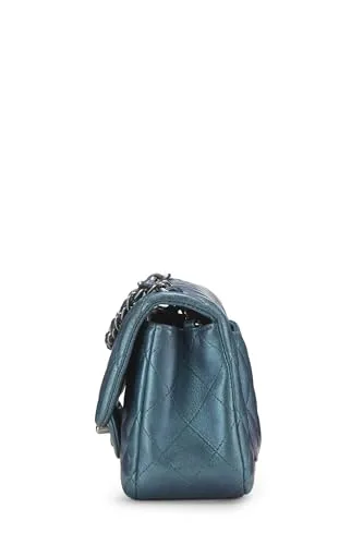 Chanel,  Iridescent Blue Quilted Lambskin Classic Double Flap Medium, Blue
