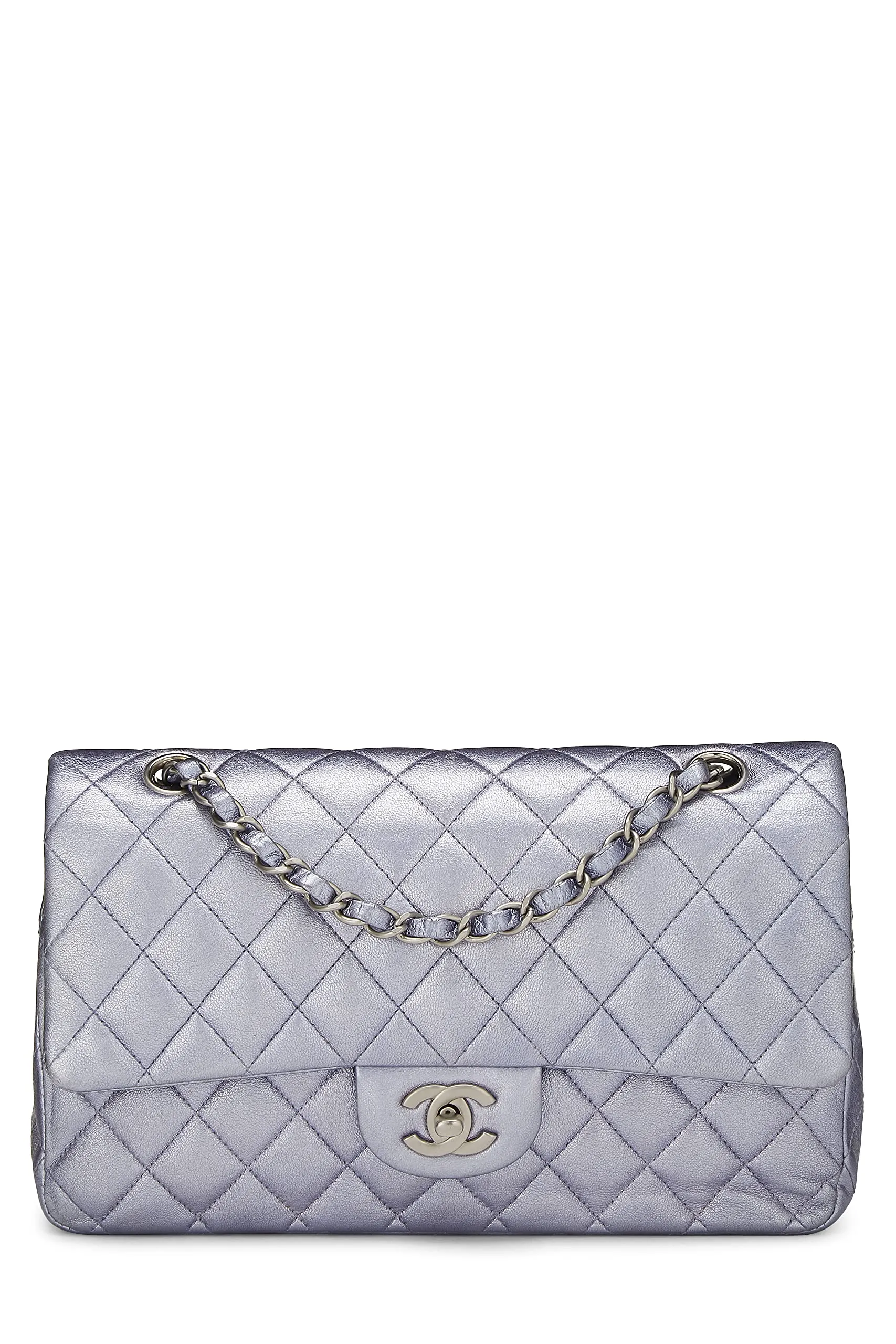 Chanel,  Metallic Purple Quilted Lambskin Classic Double Flap Medium, Purple