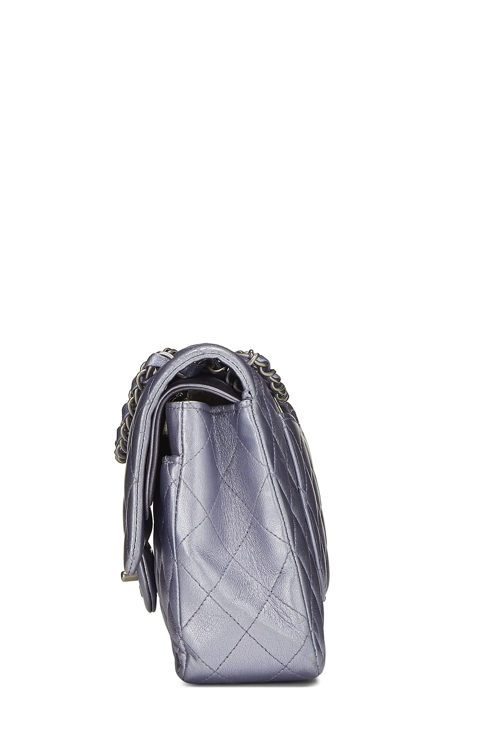 Chanel,  Metallic Purple Quilted Lambskin Classic Double Flap Medium, Purple