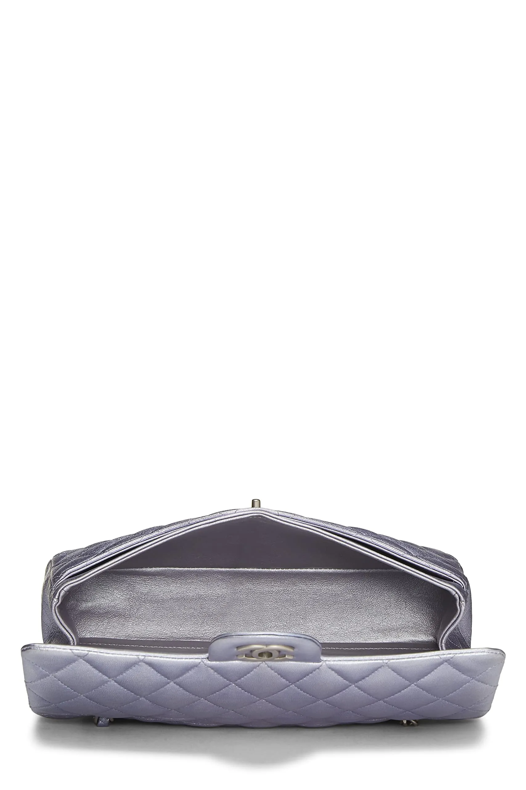 Chanel,  Metallic Purple Quilted Lambskin Classic Double Flap Medium, Purple