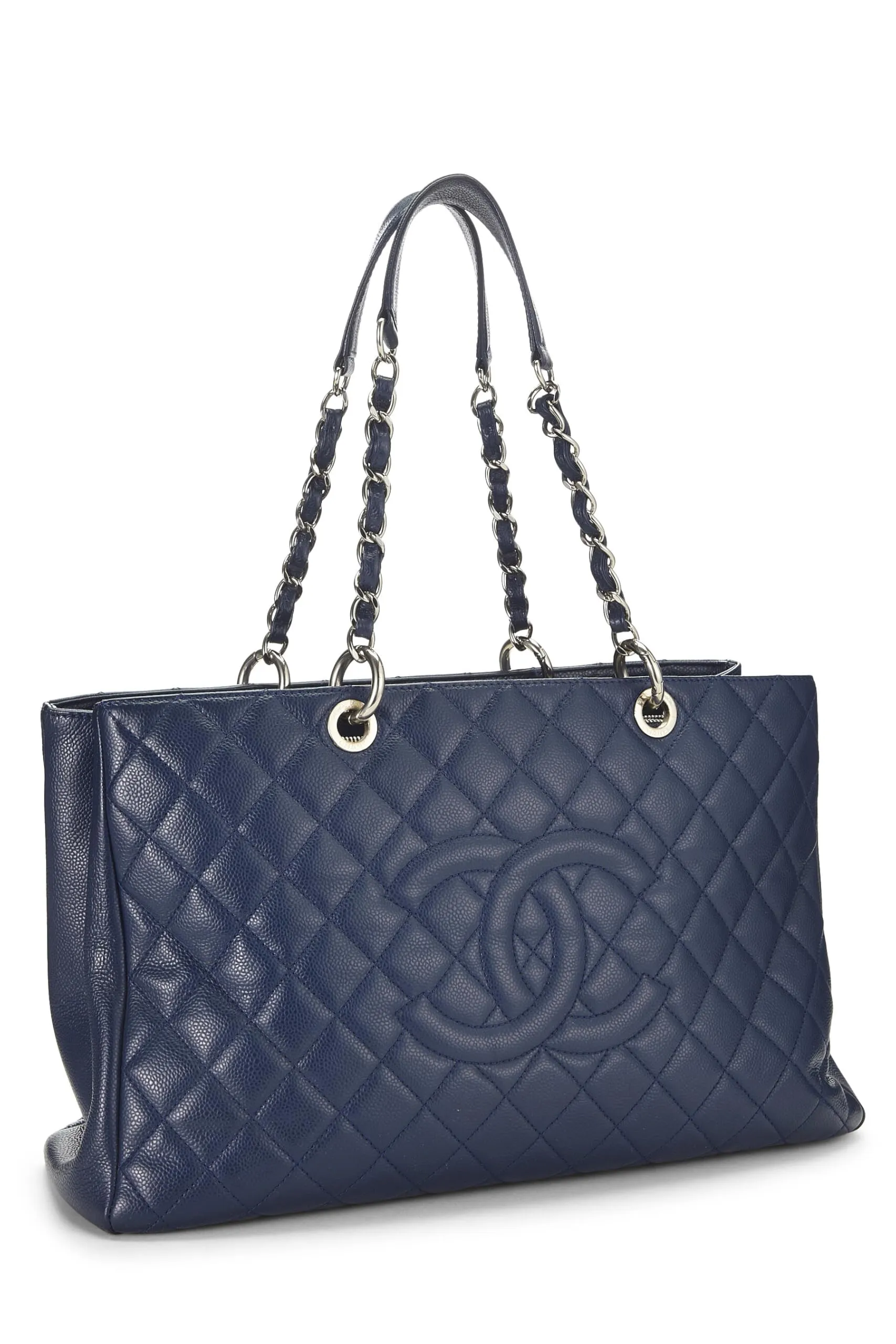 Chanel,  Navy Quilted Caviar Grand Shopping Tote (GST) XL, Navy