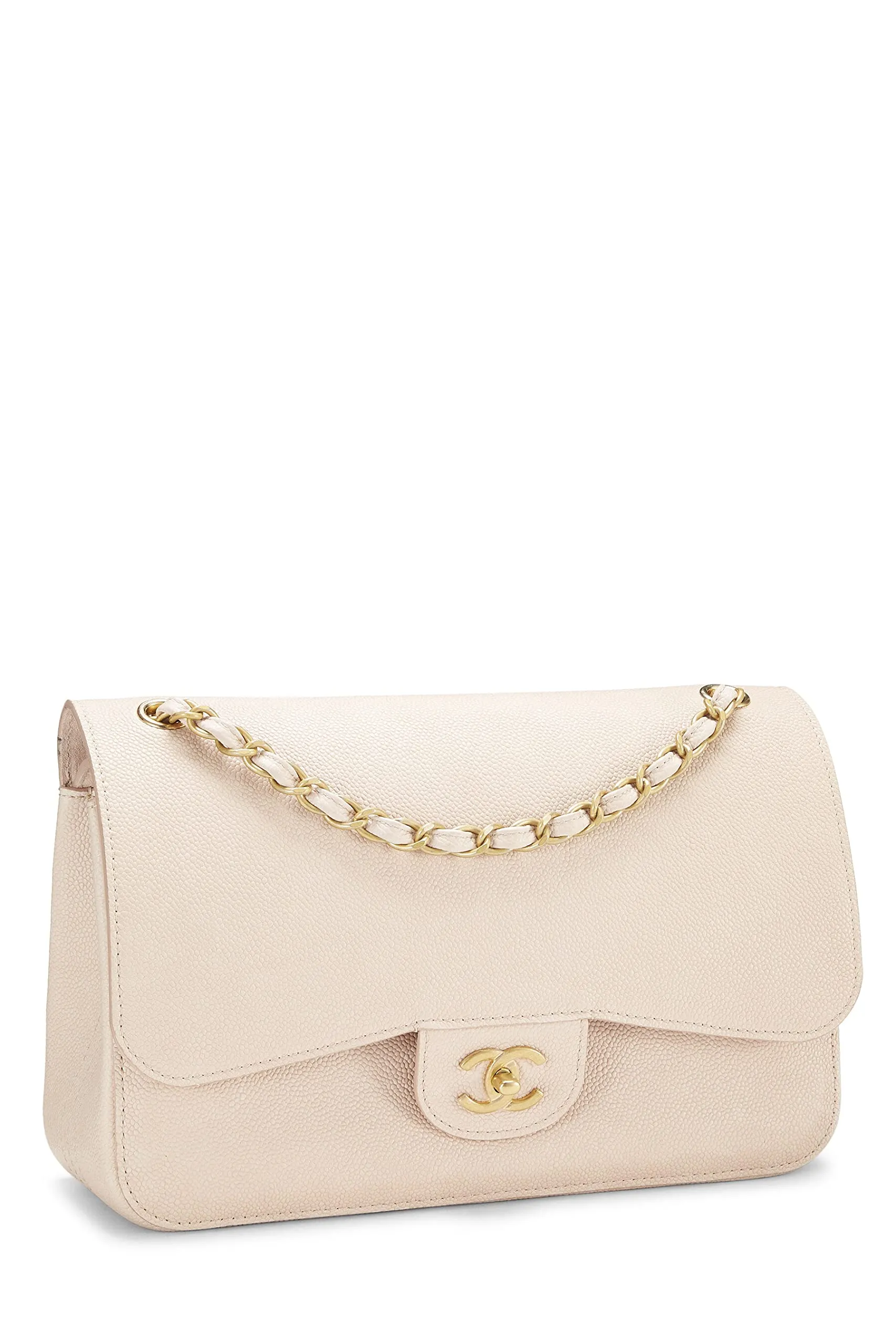 Chanel,  Pink Caviar Pure Double Flap Jumbo, Pink