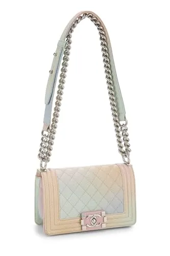 Chanel,  Rainbow Quilted Caviar Boy Bag Small, Multi
