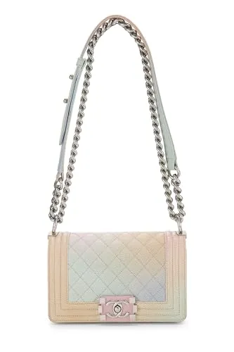 Chanel,  Rainbow Quilted Caviar Boy Bag Small, Multi