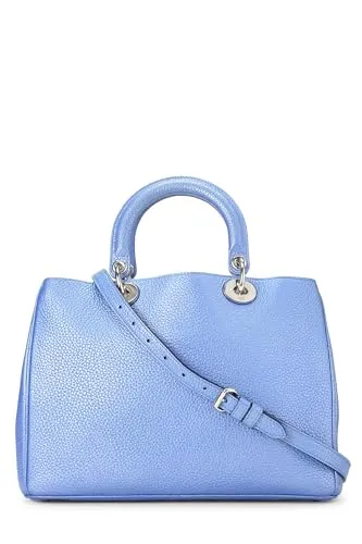 Dior,  Blue Metallic Leather Diorissimo Medium, Blue