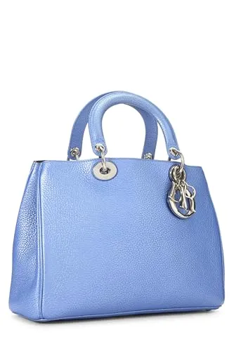 Dior,  Blue Metallic Leather Diorissimo Medium, Blue