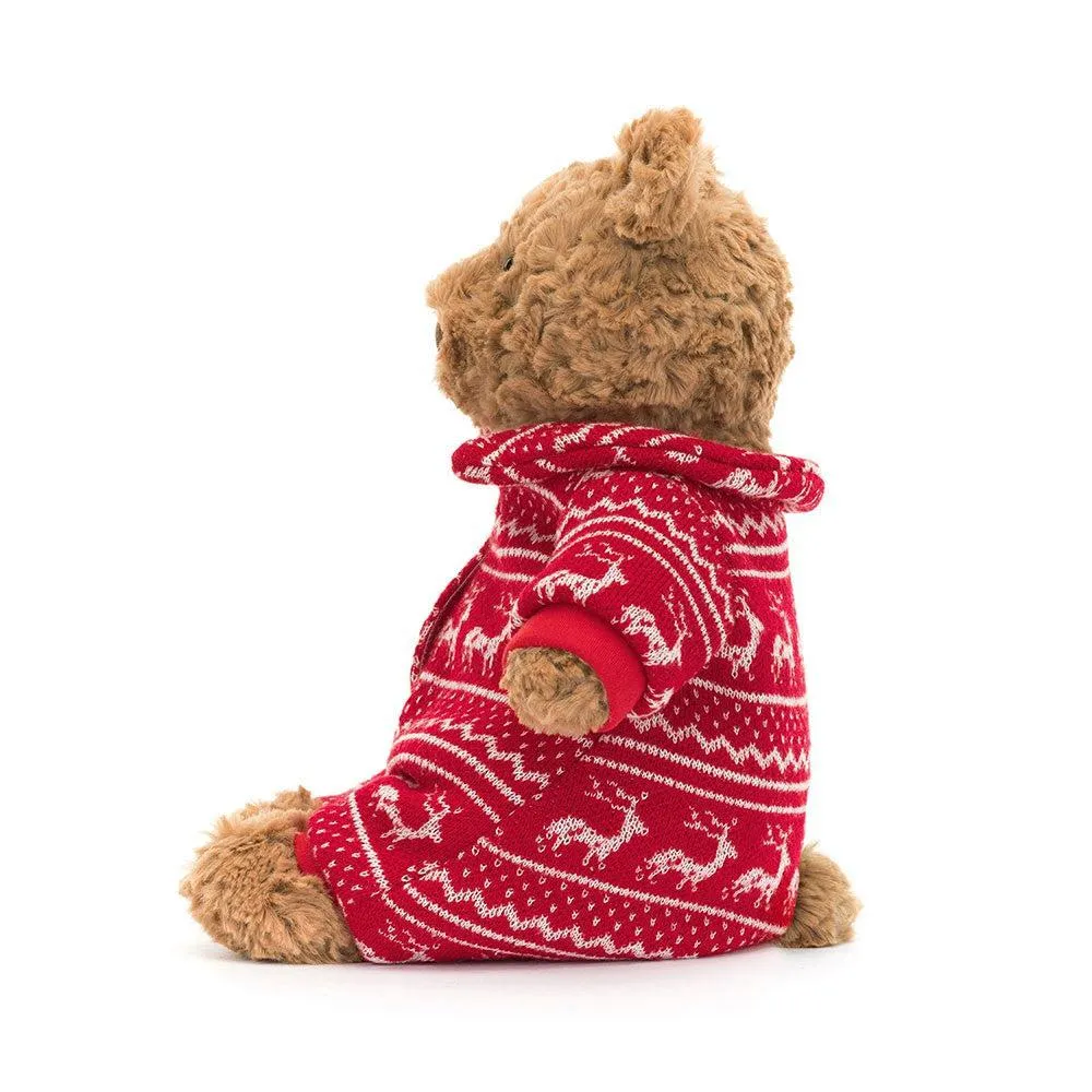 JellyCat Bartholomew Bear Winter Pajamas Plush