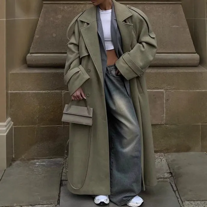 Lapel Woolen Coat