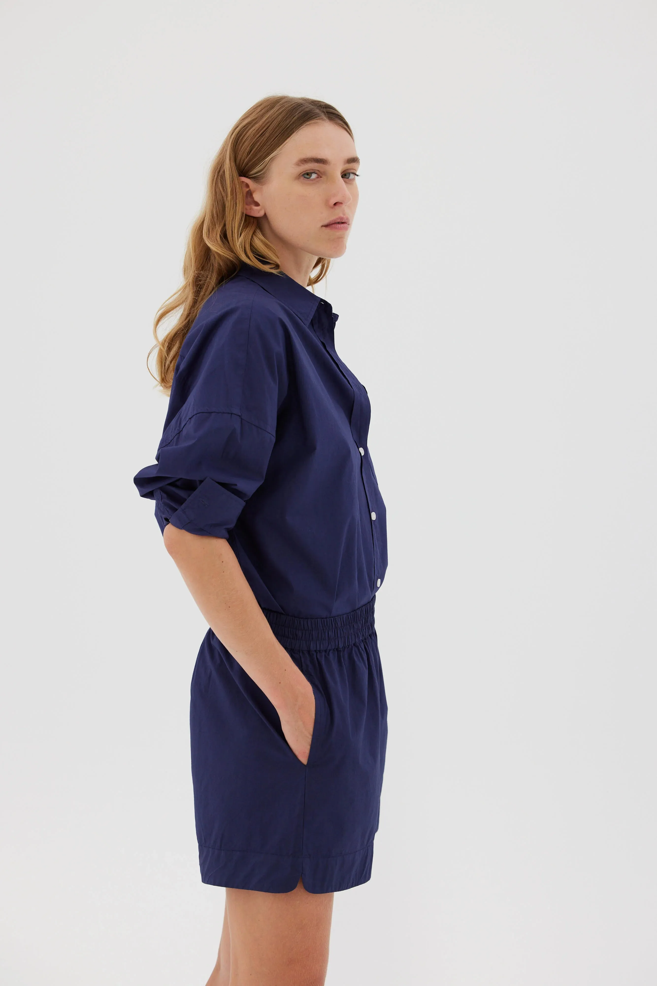 LMND Chiara Long Sleeve Shirt Classic in Navy