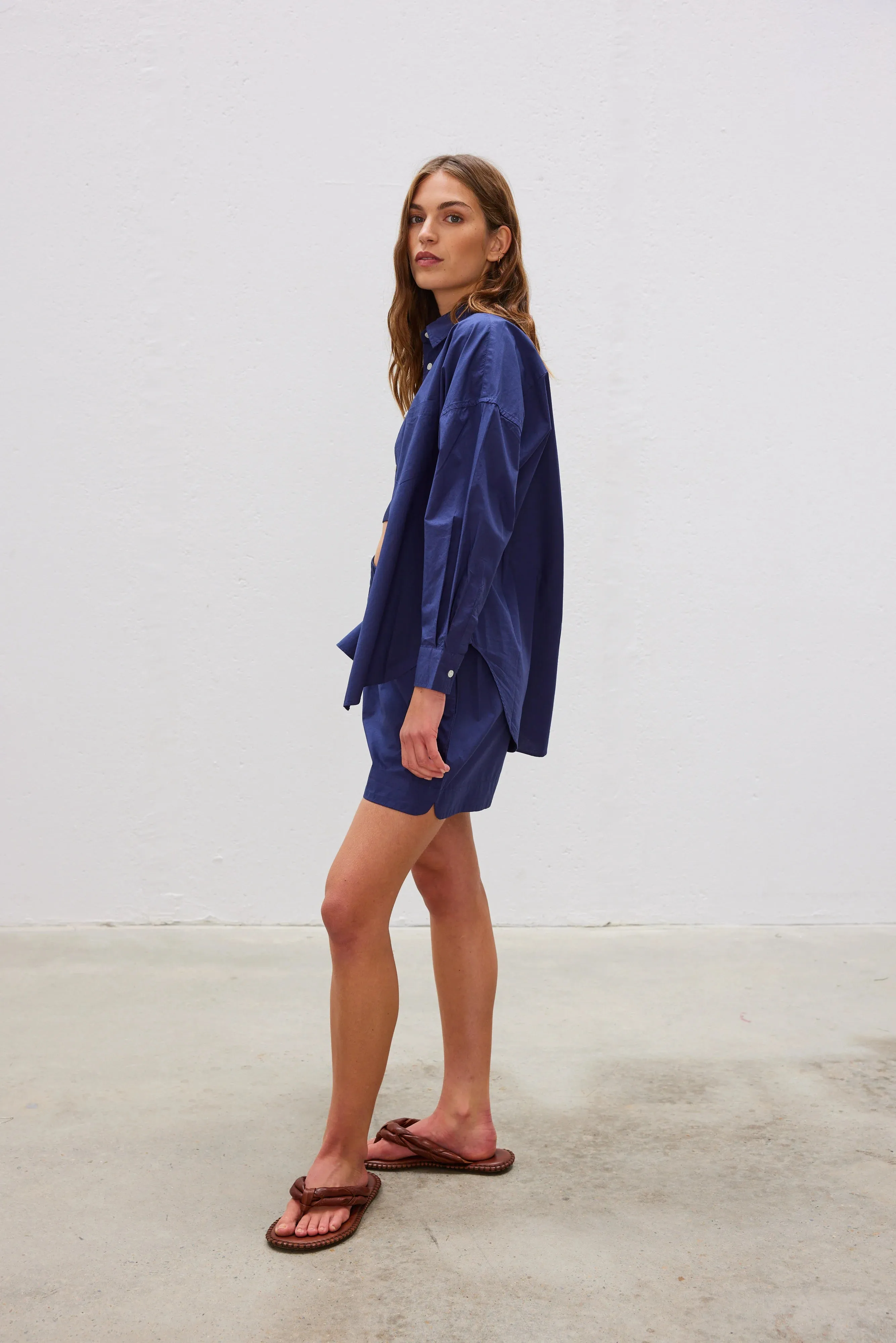 LMND Chiara Long Sleeve Shirt Classic in Navy