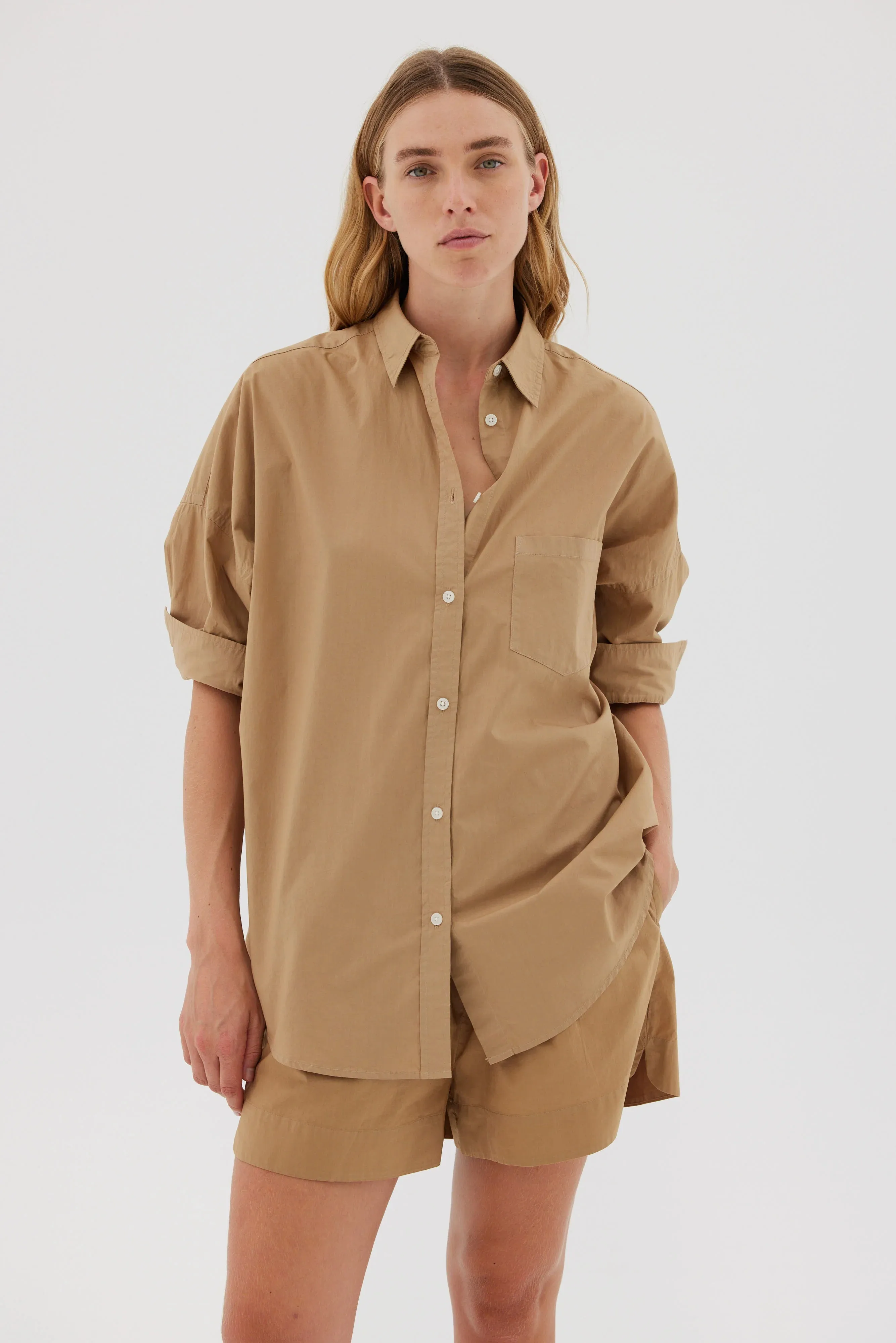 LMND Chiara Long Sleeve Shirt Classic in Toffee