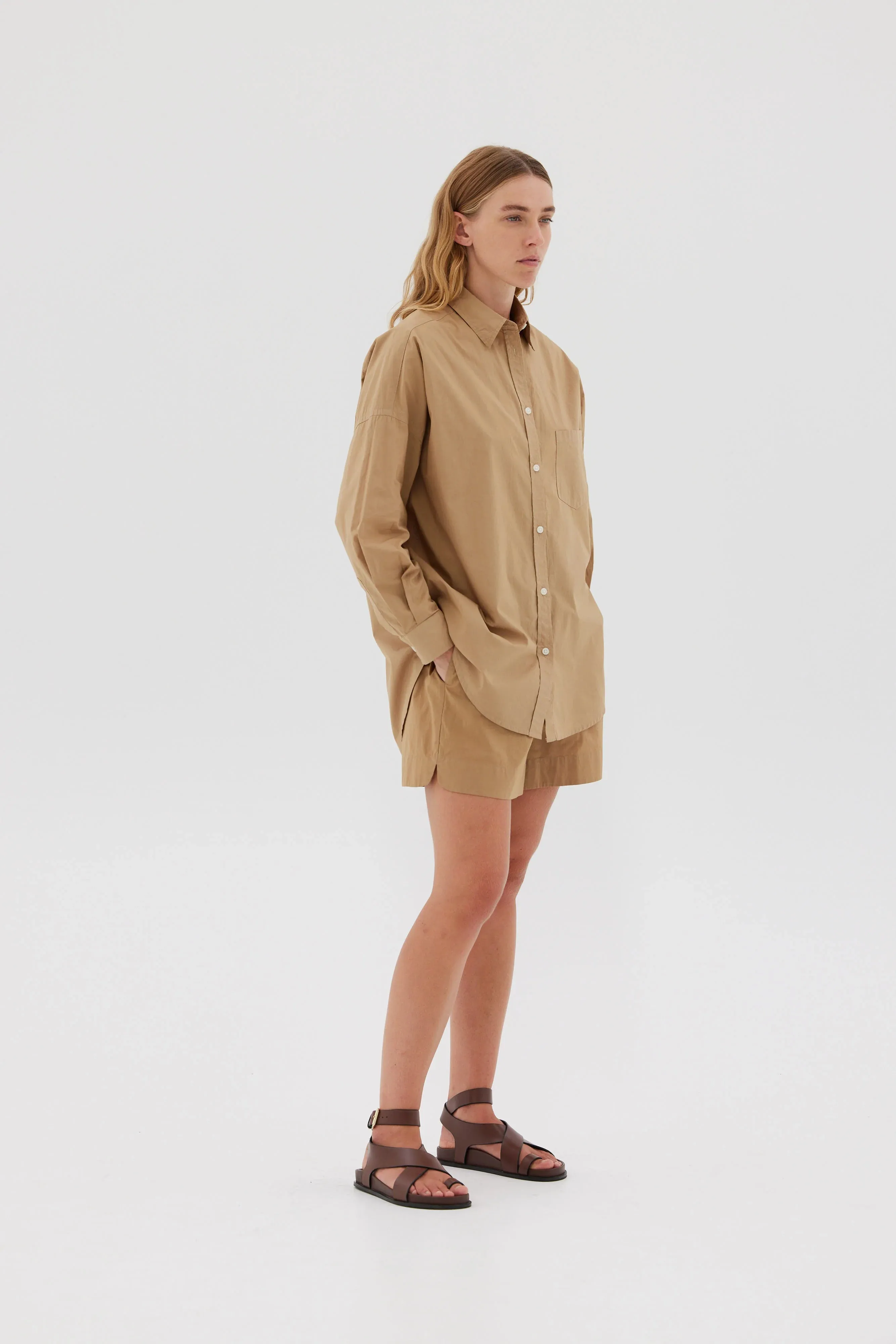 LMND Chiara Long Sleeve Shirt Classic in Toffee