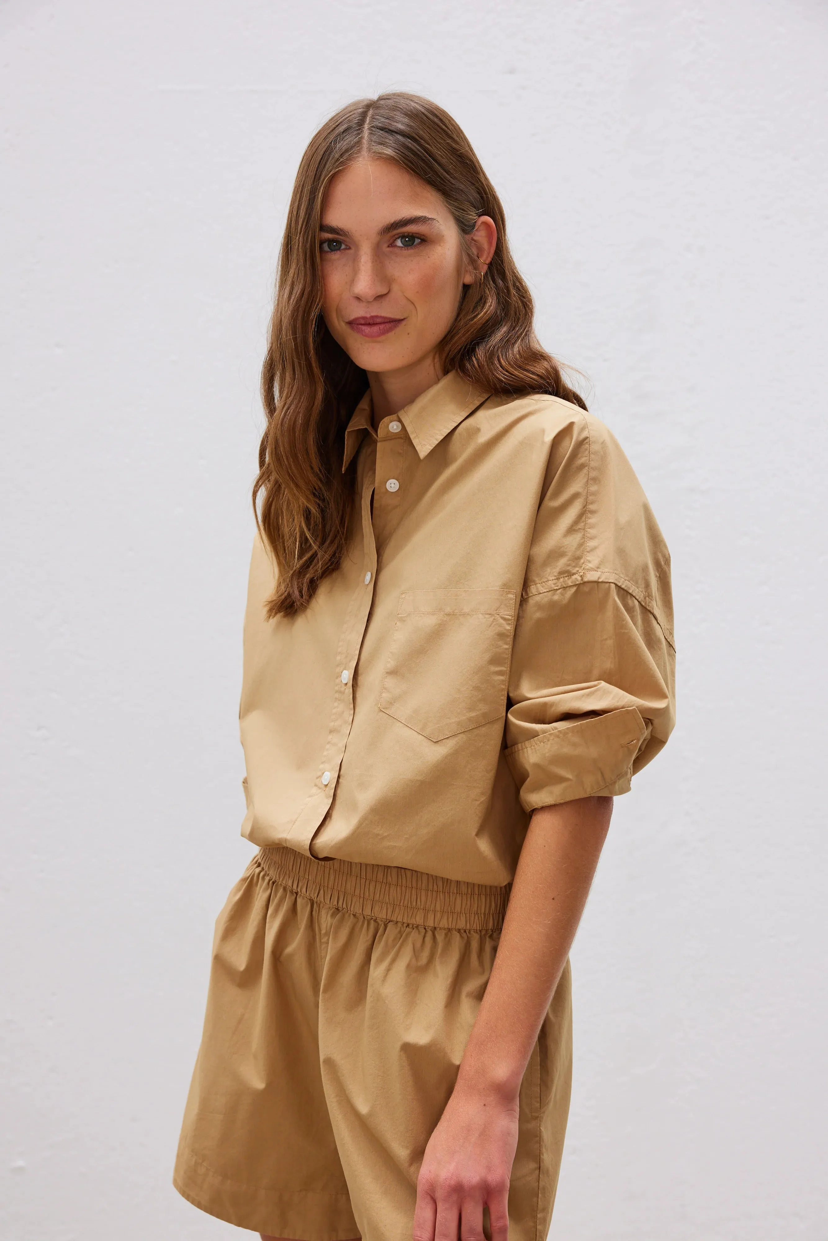 LMND Chiara Long Sleeve Shirt Classic in Toffee