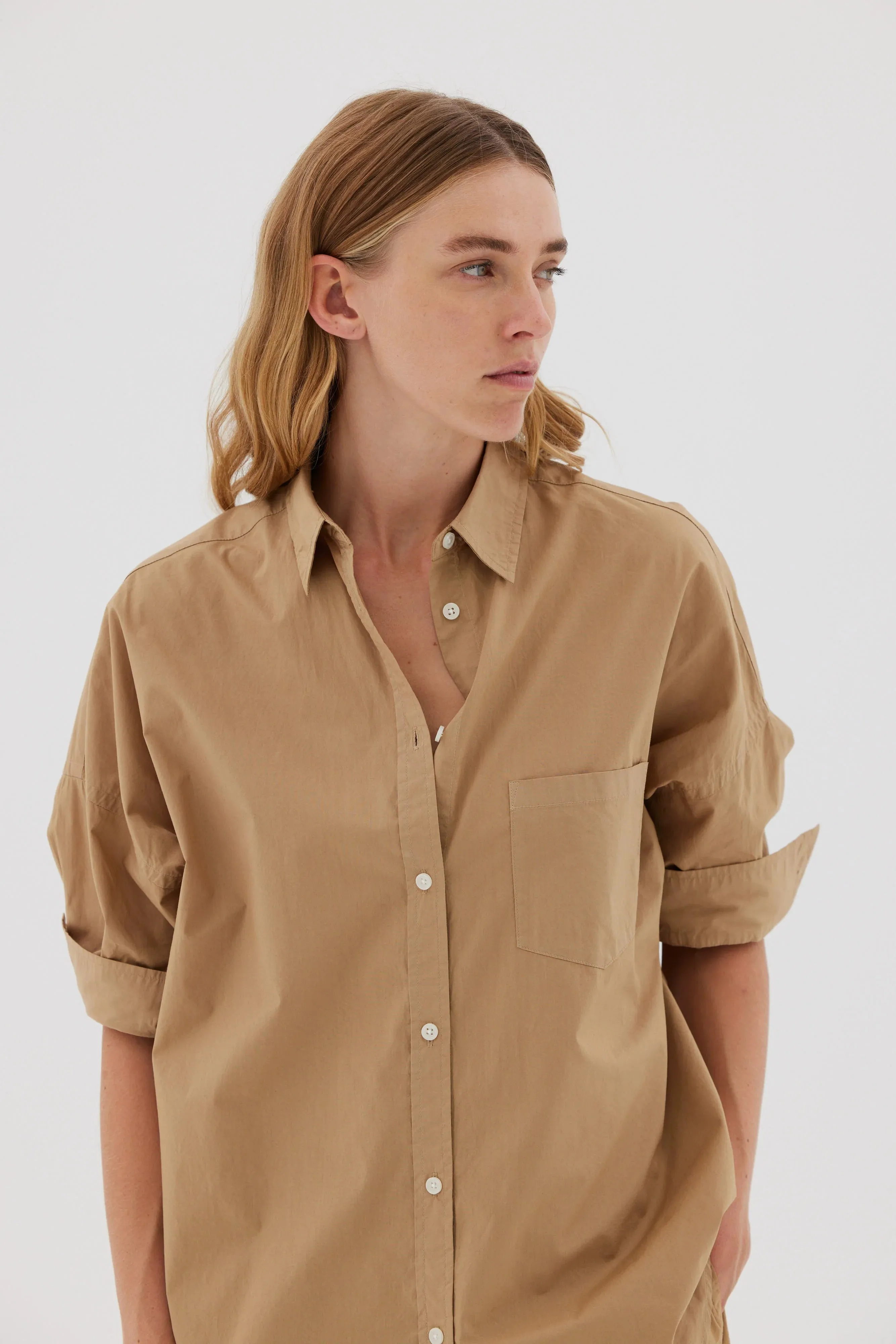 LMND Chiara Long Sleeve Shirt Classic in Toffee