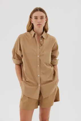 LMND Chiara Long Sleeve Shirt Classic in Toffee