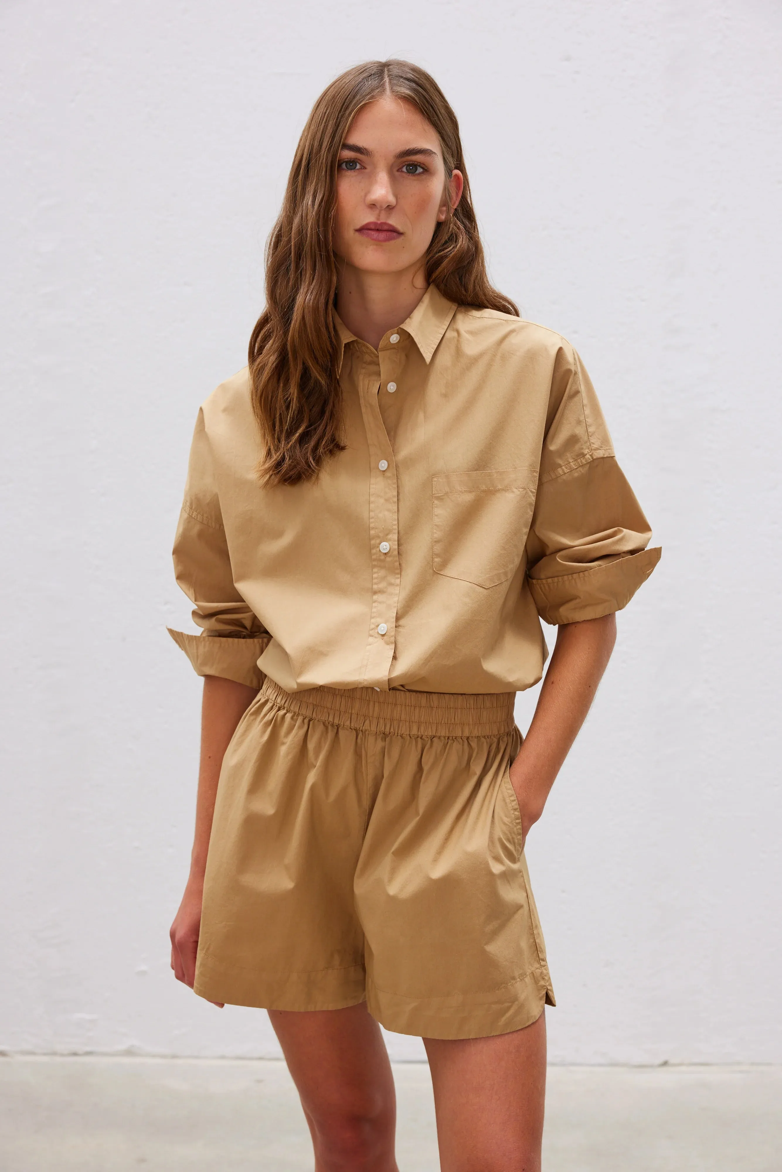 LMND Chiara Long Sleeve Shirt Classic in Toffee