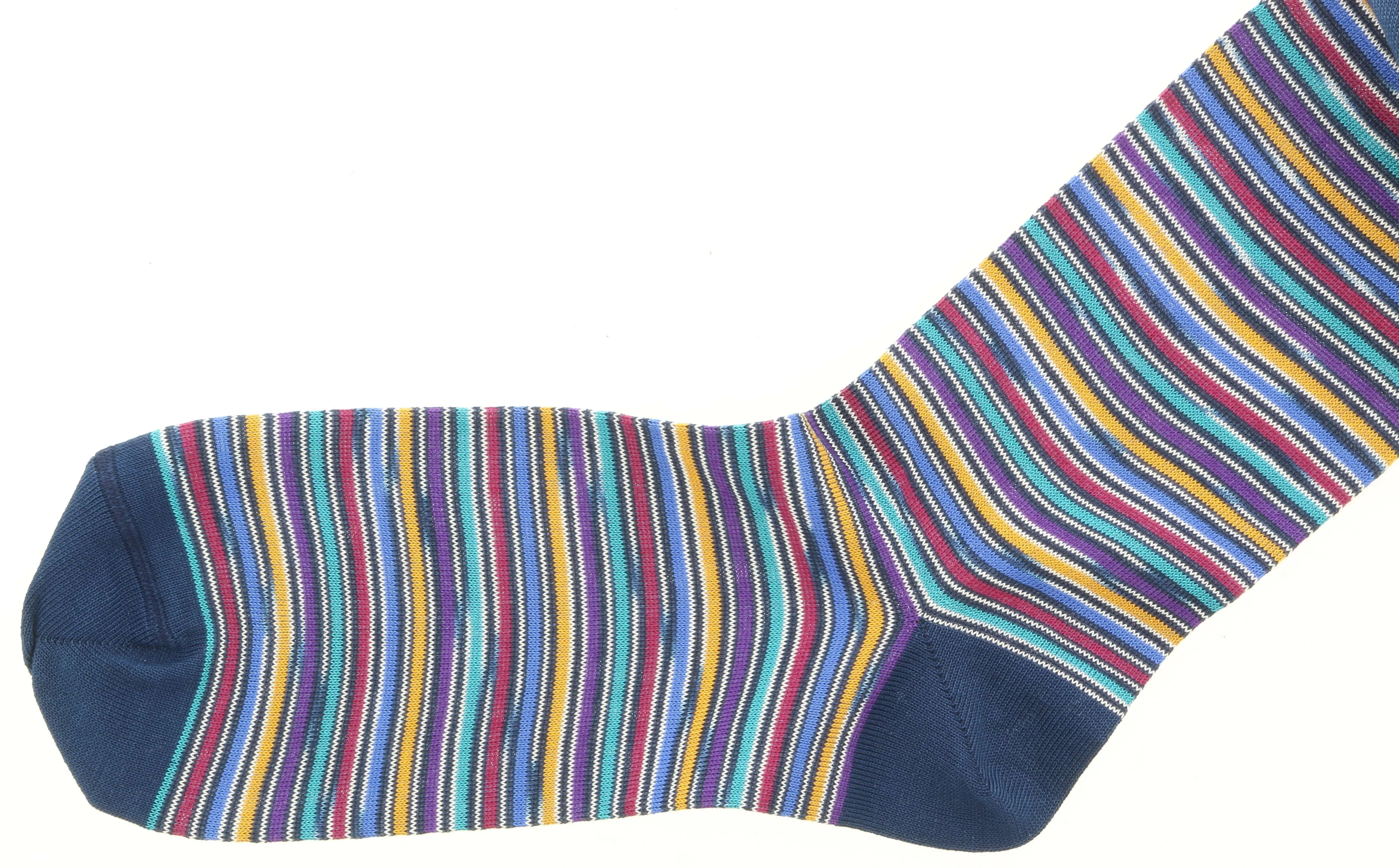 Missoni GM00CMU4957 0002 Navy/Mustard Striped Knee Length Socks