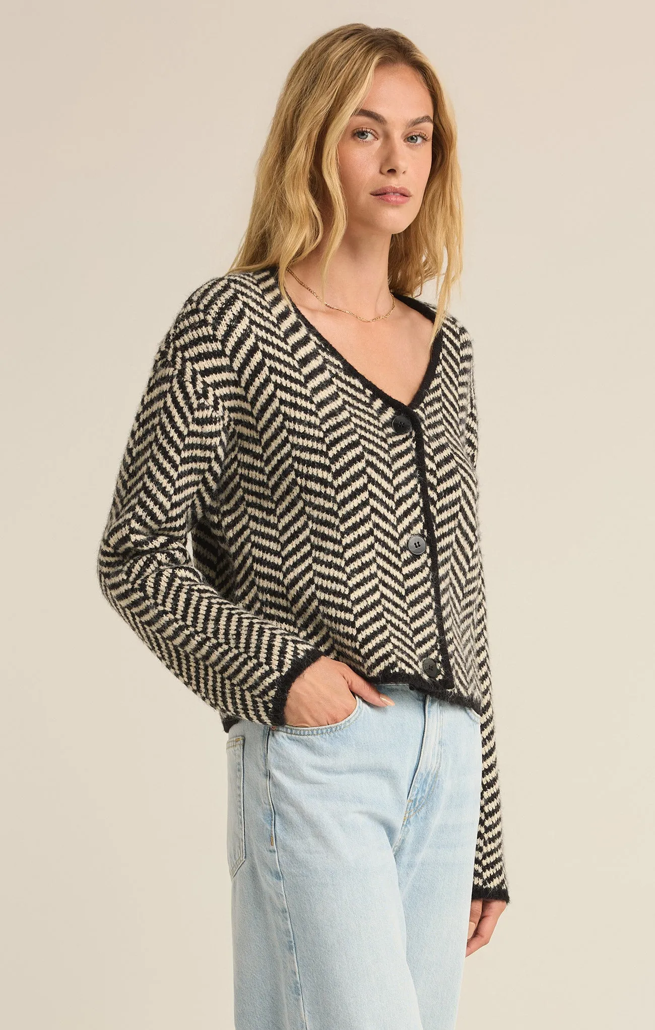 Noemi Herringbone Cardigan