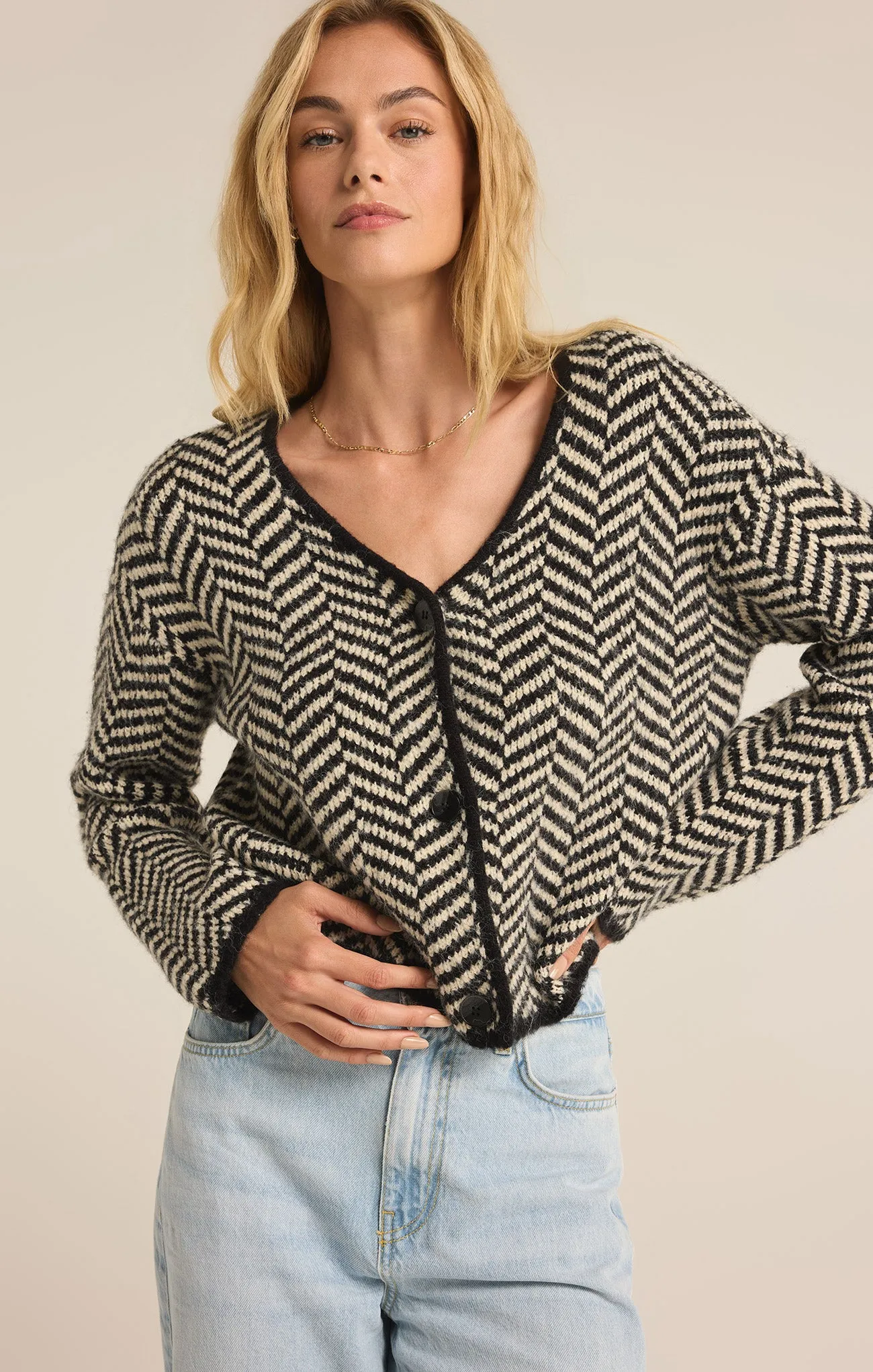 Noemi Herringbone Cardigan
