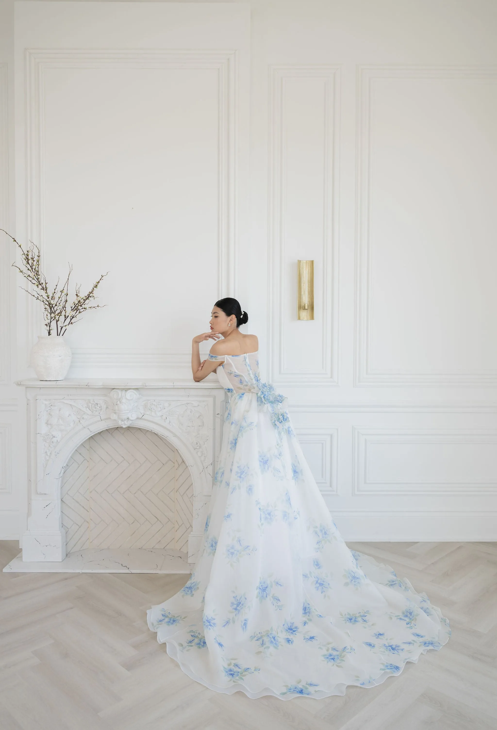 PAQUITA Blue Organza Wedding Dress