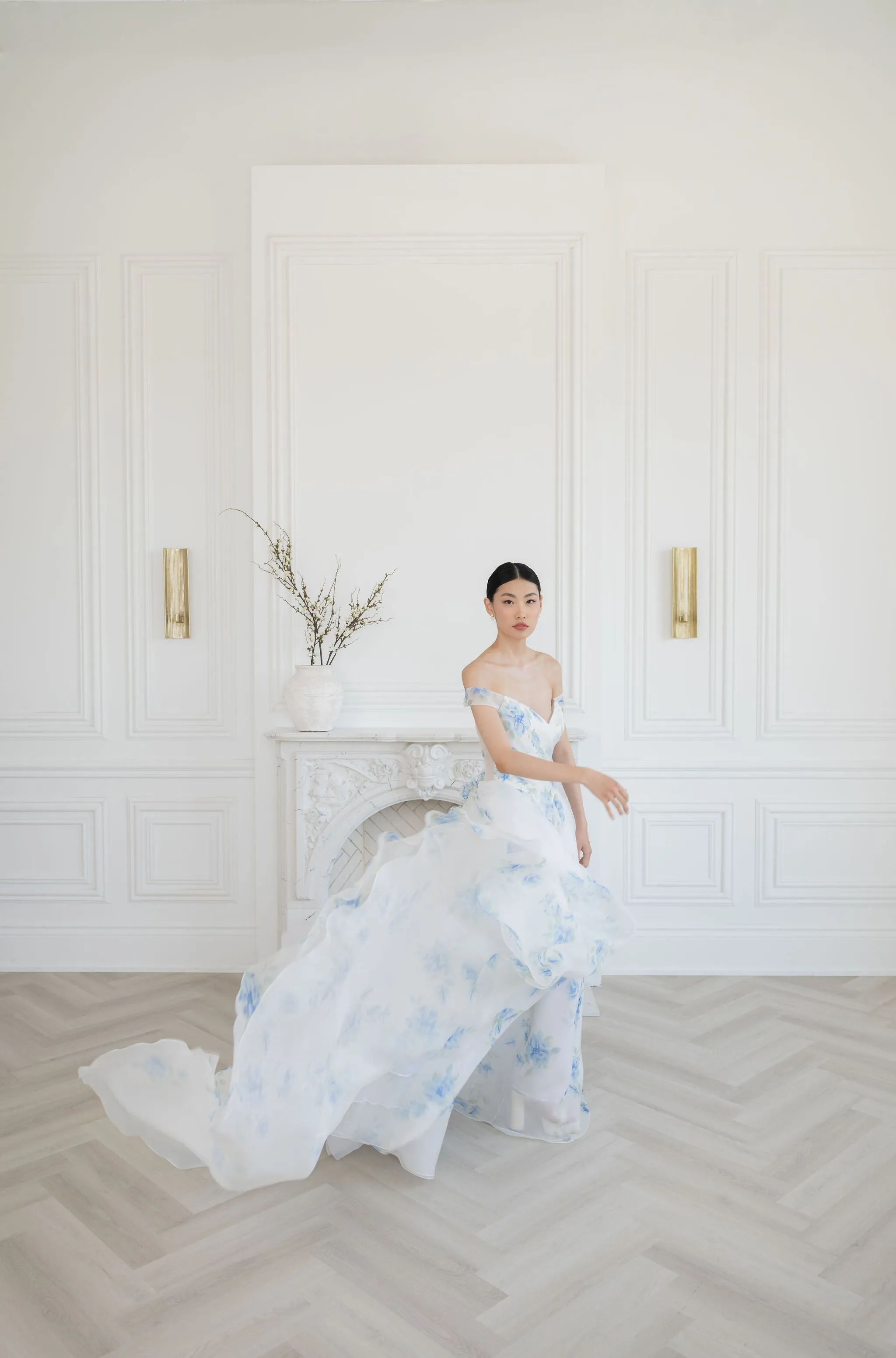 PAQUITA Blue Organza Wedding Dress
