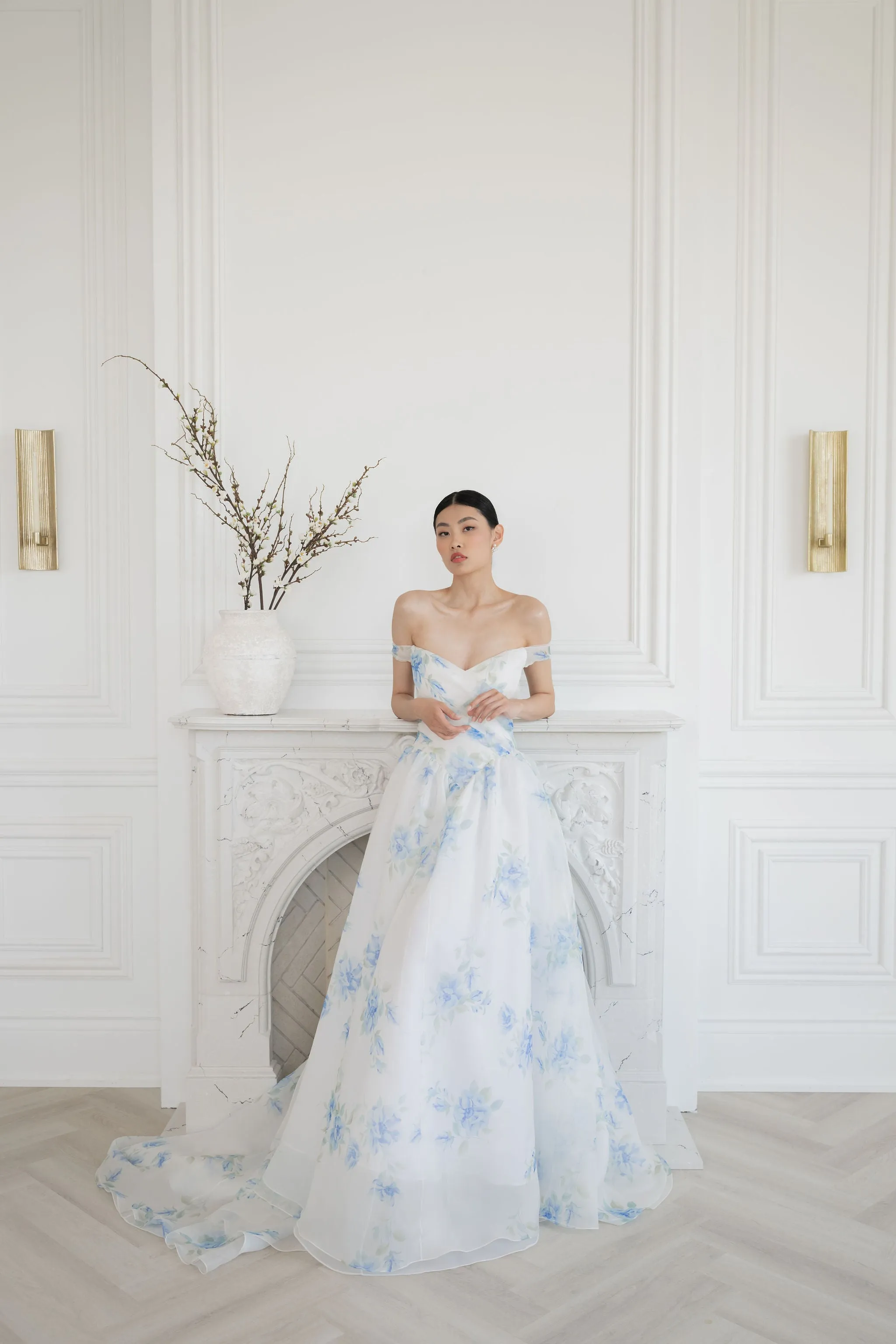 PAQUITA Blue Organza Wedding Dress
