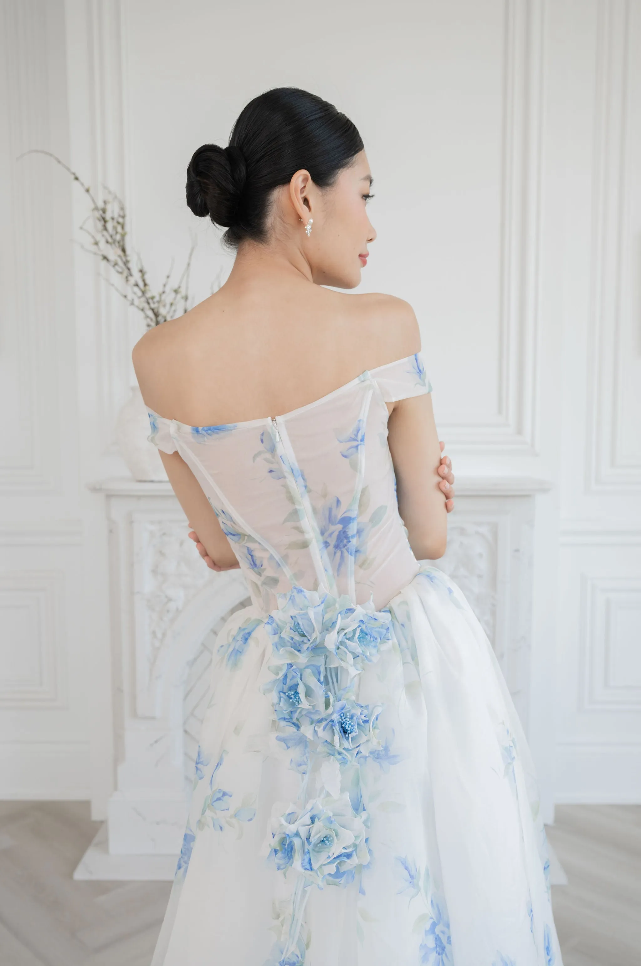 PAQUITA Blue Organza Wedding Dress