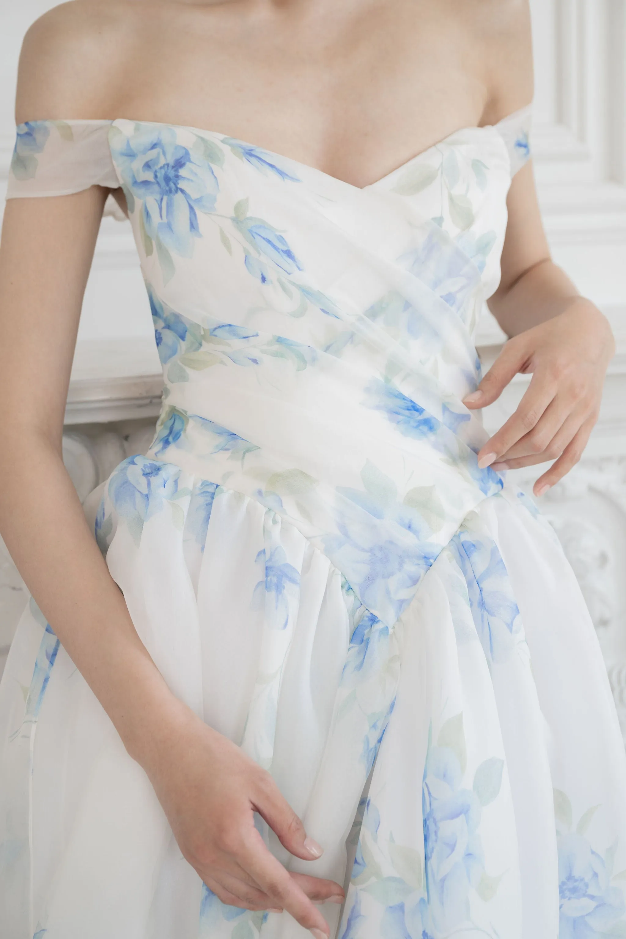 PAQUITA Blue Organza Wedding Dress