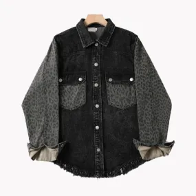 Pre Order:  Leopard Print Sleeve and Pockets Jacket