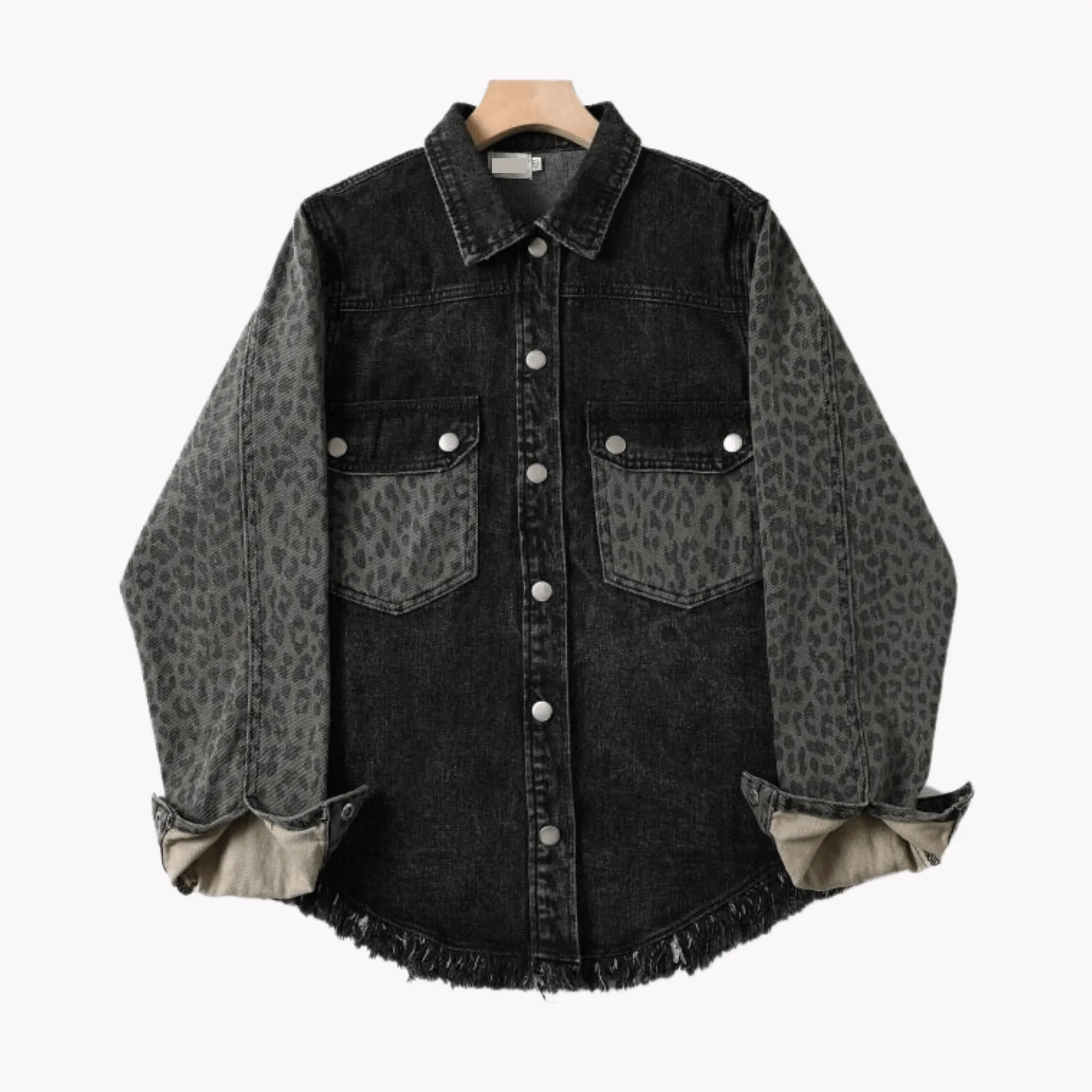 Pre Order:  Leopard Print Sleeve and Pockets Jacket