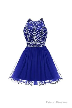 Royal Bule Tulle Homecoming Dresses  Short Prom Gowns